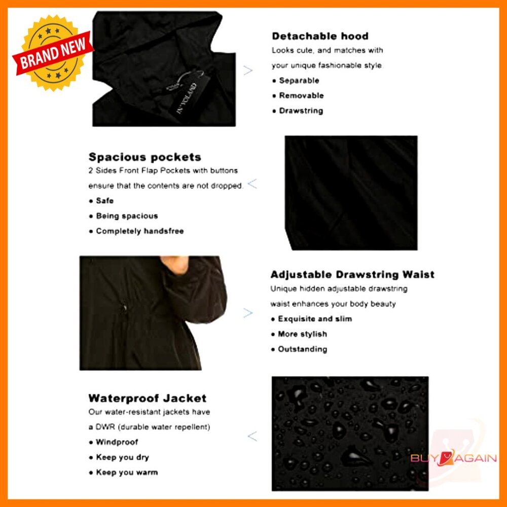Lightweight Rain Jacket Plus Size Long Hooded Wat… - image 4